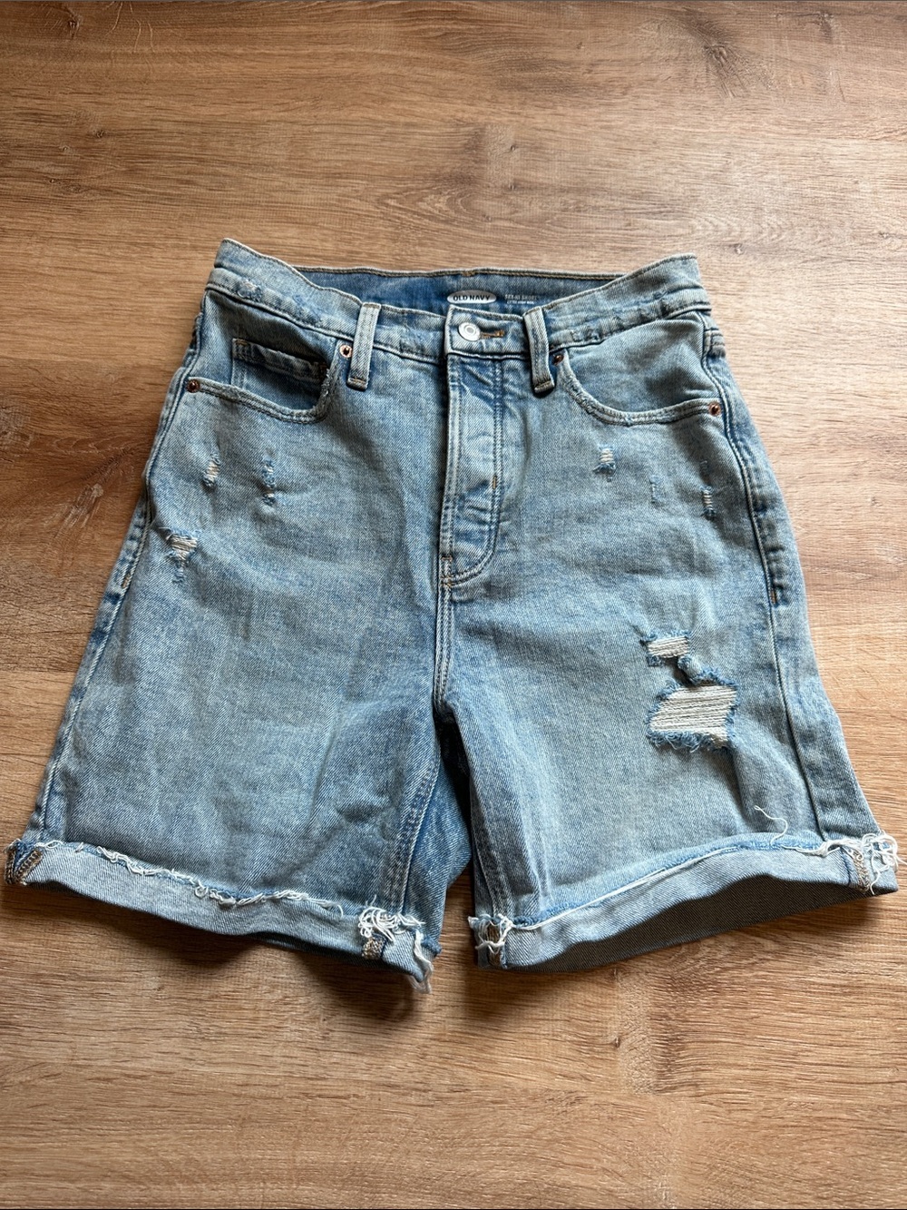 Old Navy Light Blue Distressed Denim Jean Shorts